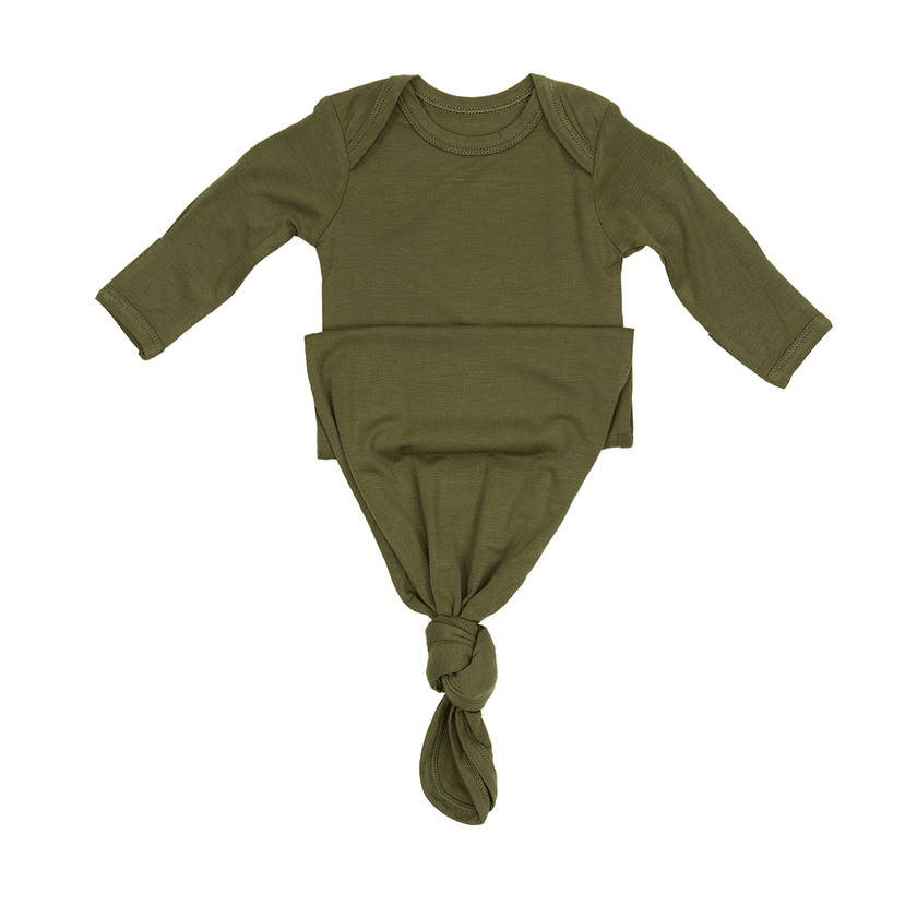 Newborn Baby Knot Gown in Olive