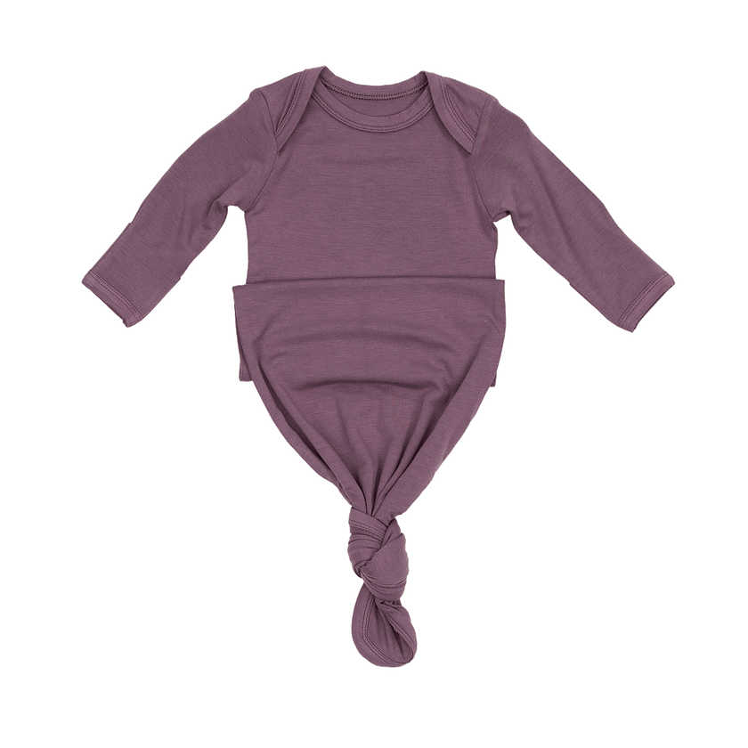 Newborn Baby Knot Gown in Plum