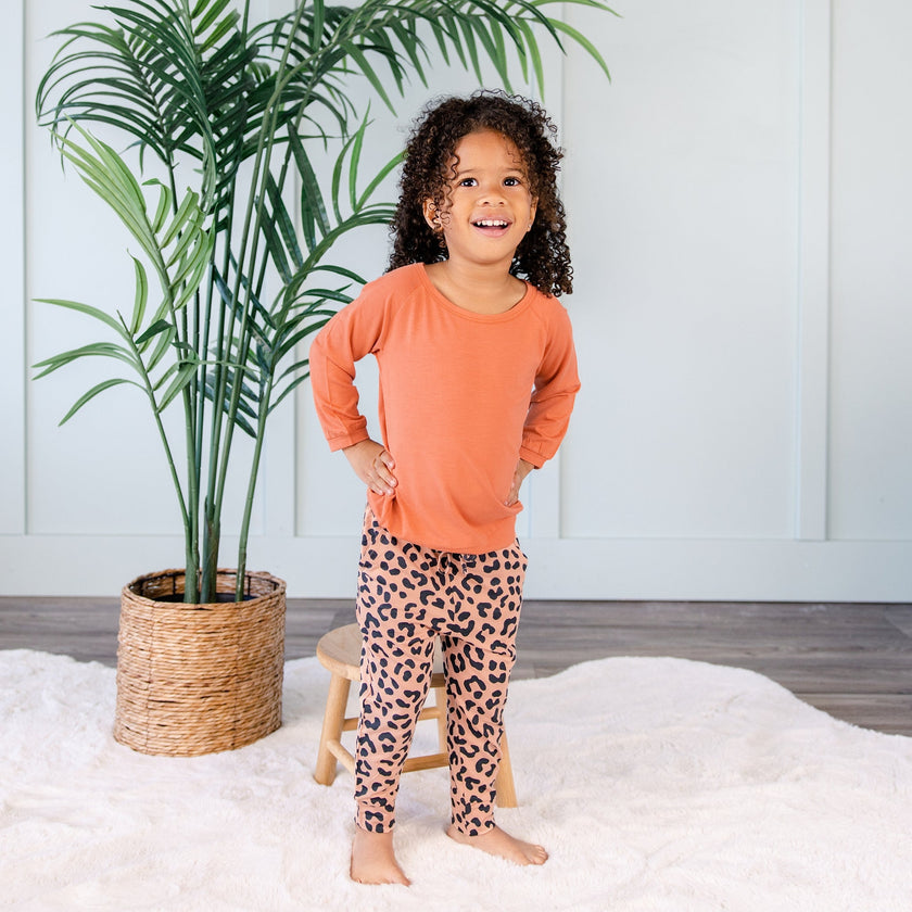 Long Sleeve Jogger Set in Leopard