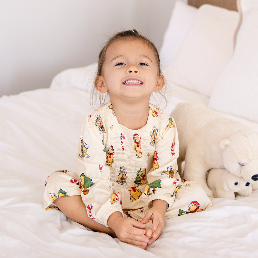 Long Sleeve Smocked Dress in Beary Merry Christmas