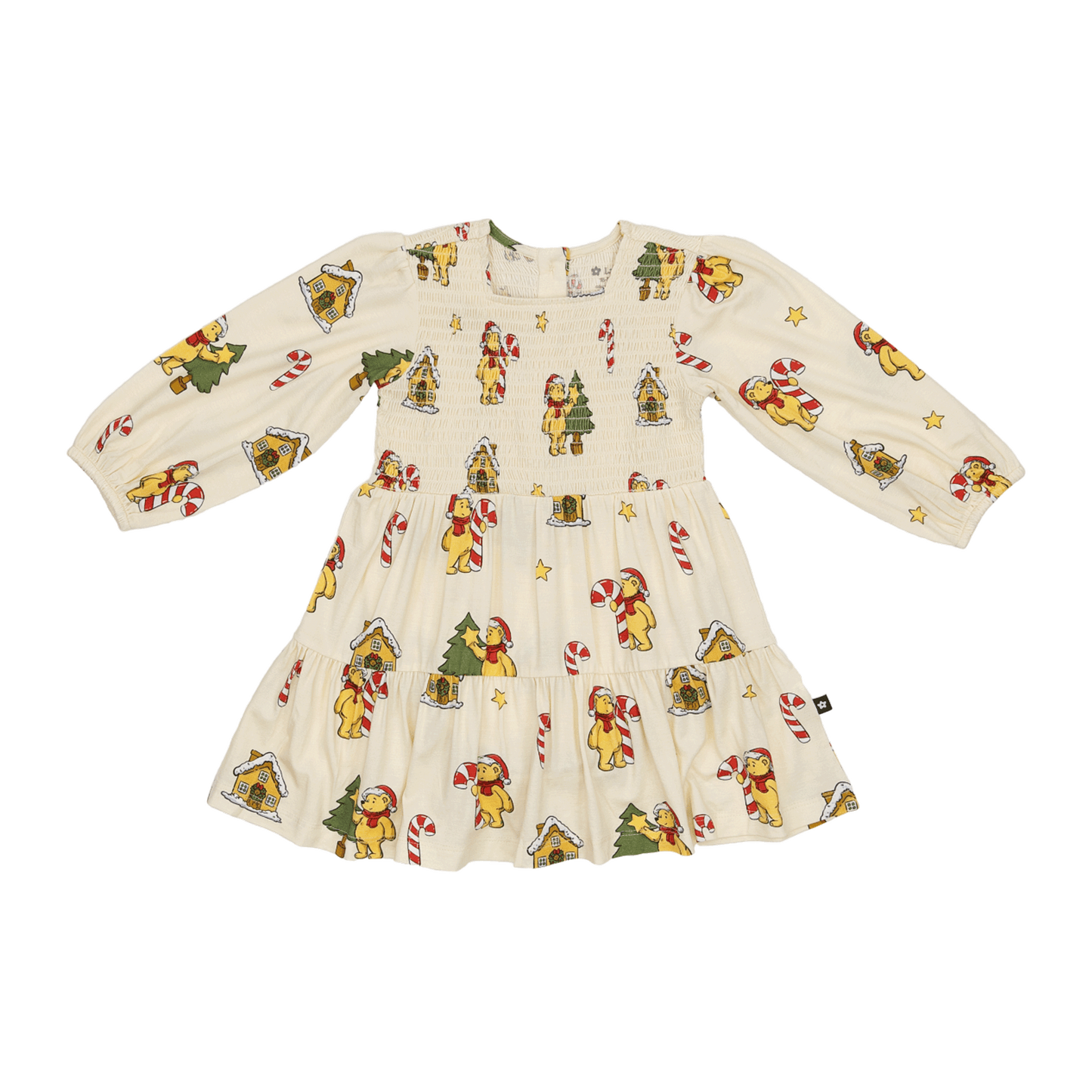Long Sleeve Smocked Dress in Beary Merry Christmas