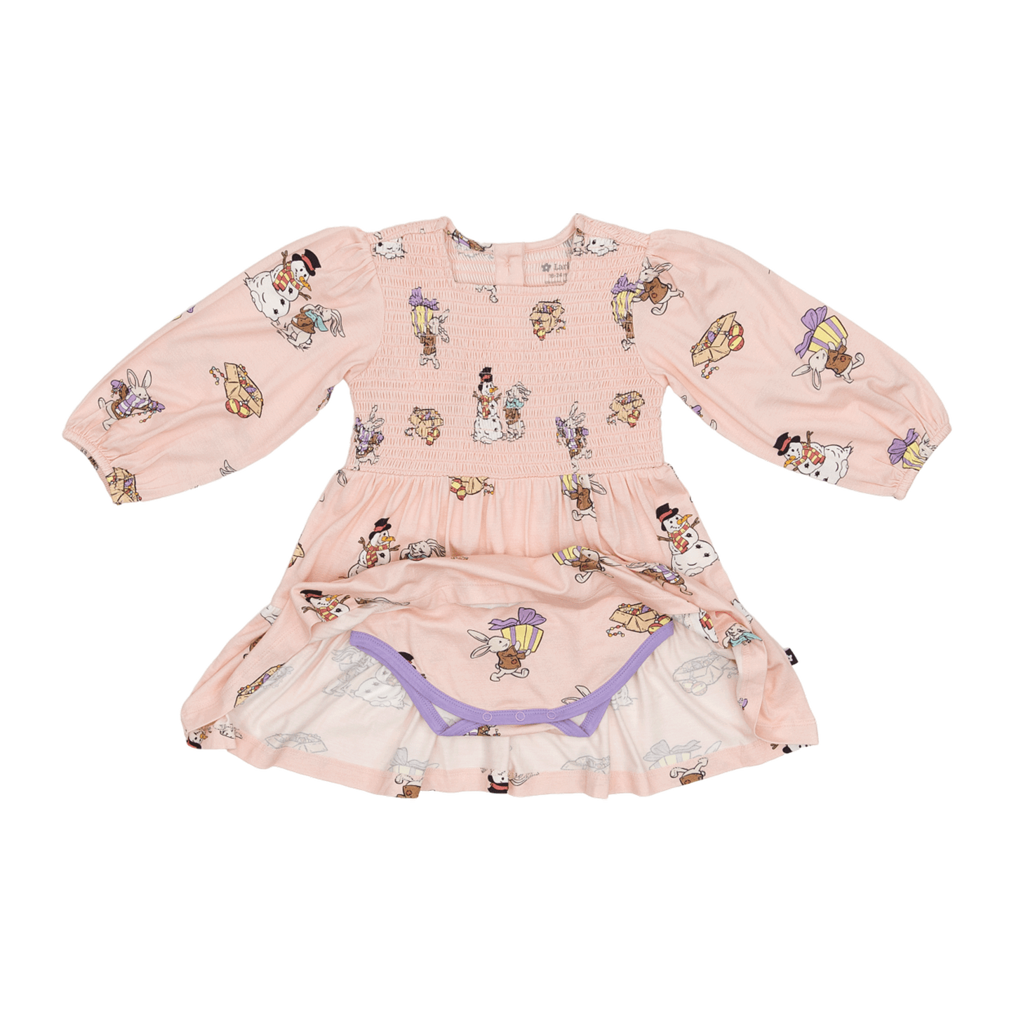 Long Sleeve Smocked Dress in Hoppy Holidays