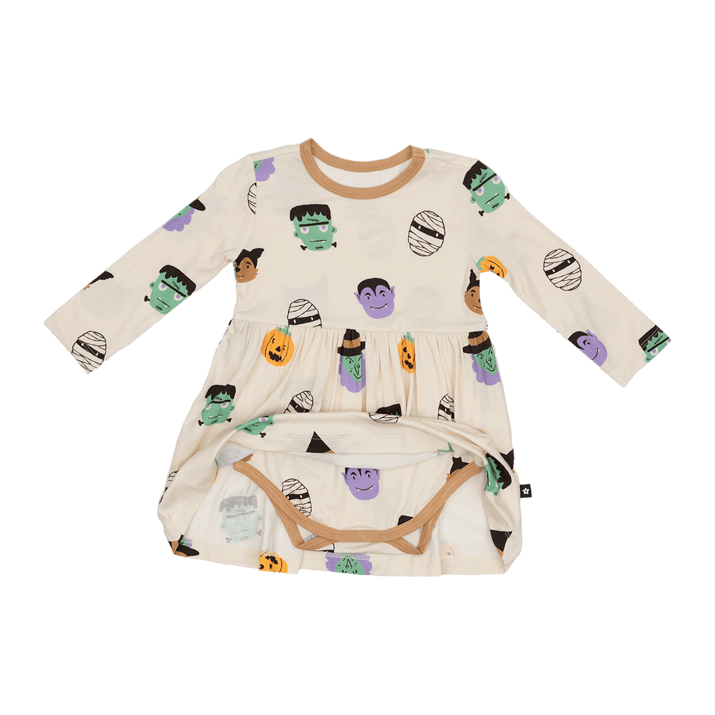 Long Sleeve Twirl Dress in Boo Crew