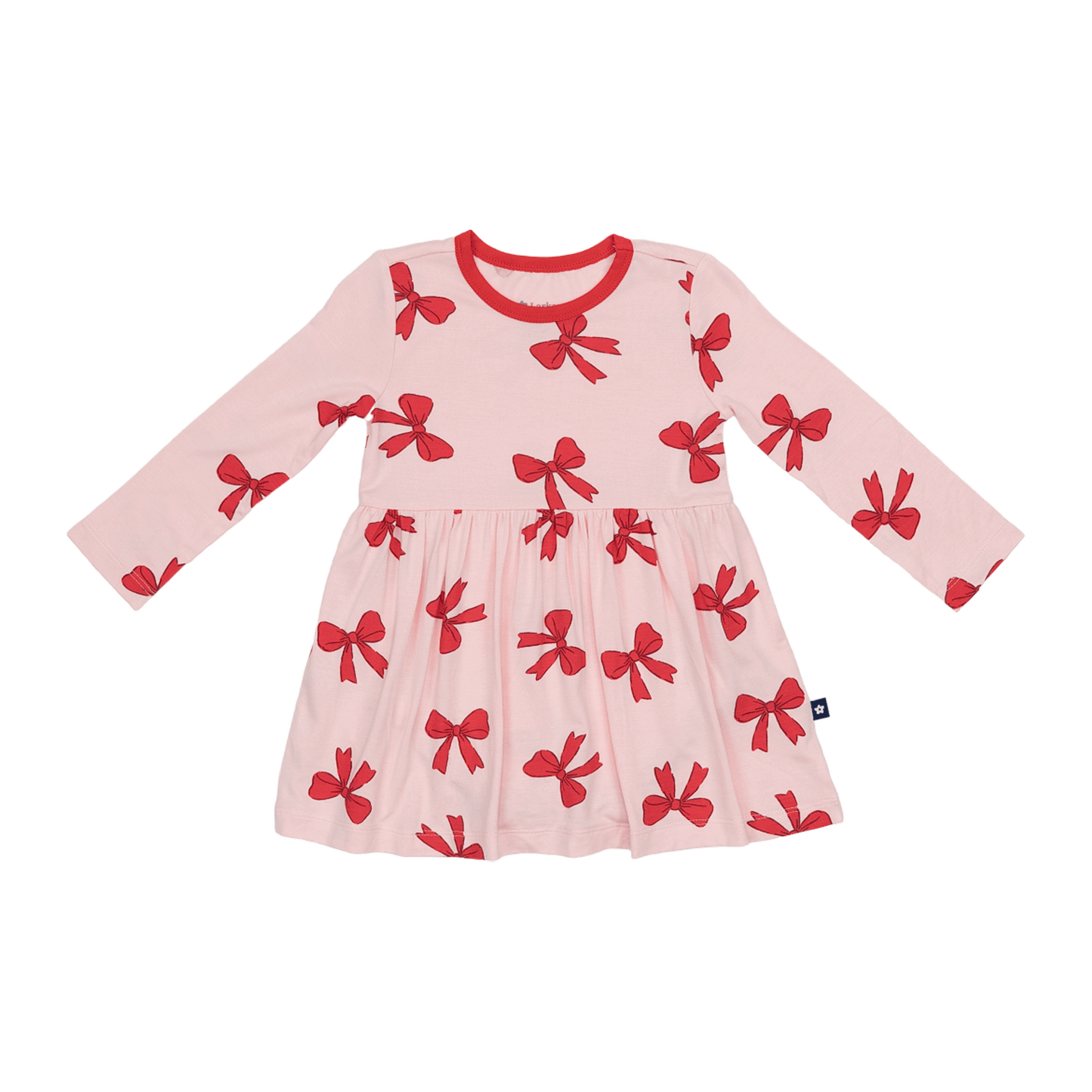 Long Sleeve Twirl Dress in Holiday Bows