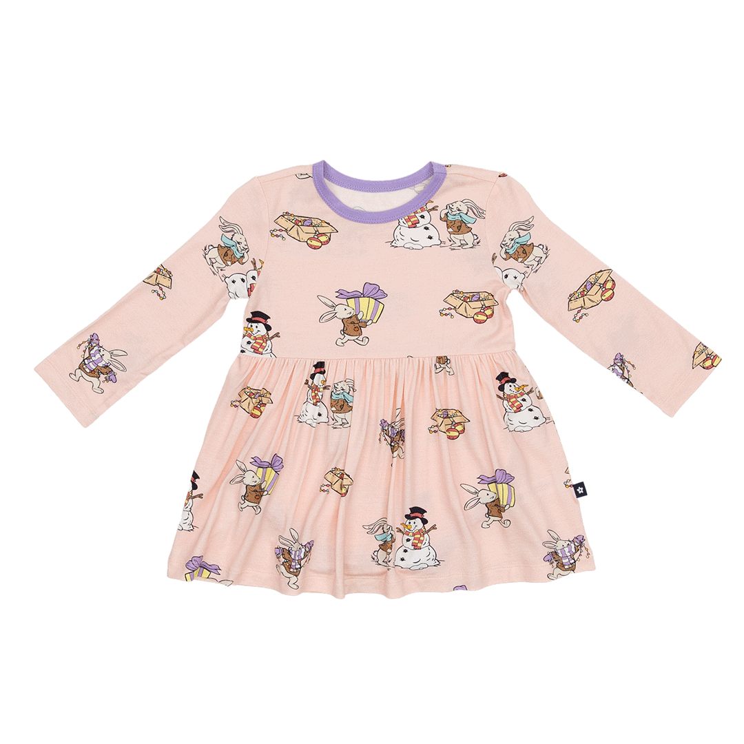 Long Sleeve Twirl Dress in Hoppy Holidays