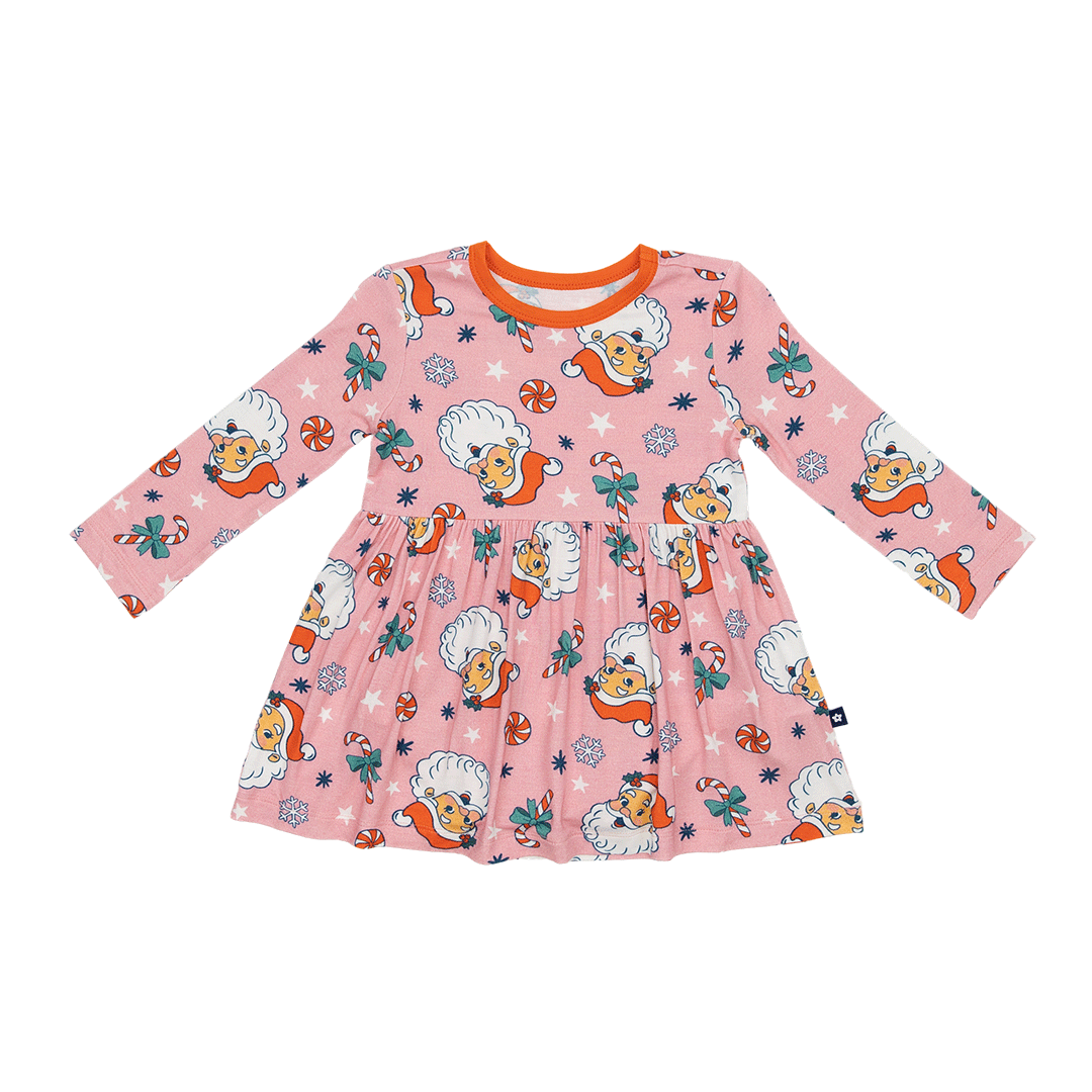Long Sleeve Twirl Dress in Santa Baby