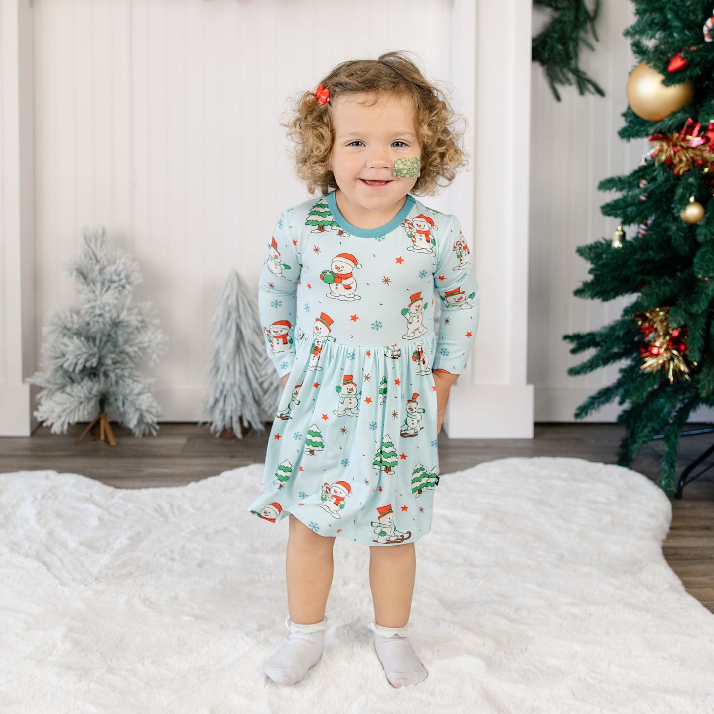 Long Sleeve Twirl Dress in Jingle and Glide