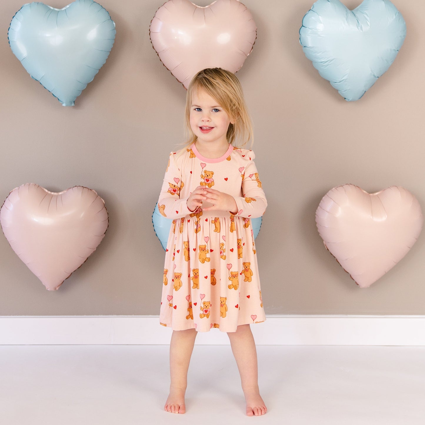Long Sleeve Twirl Dress in Strawbeary