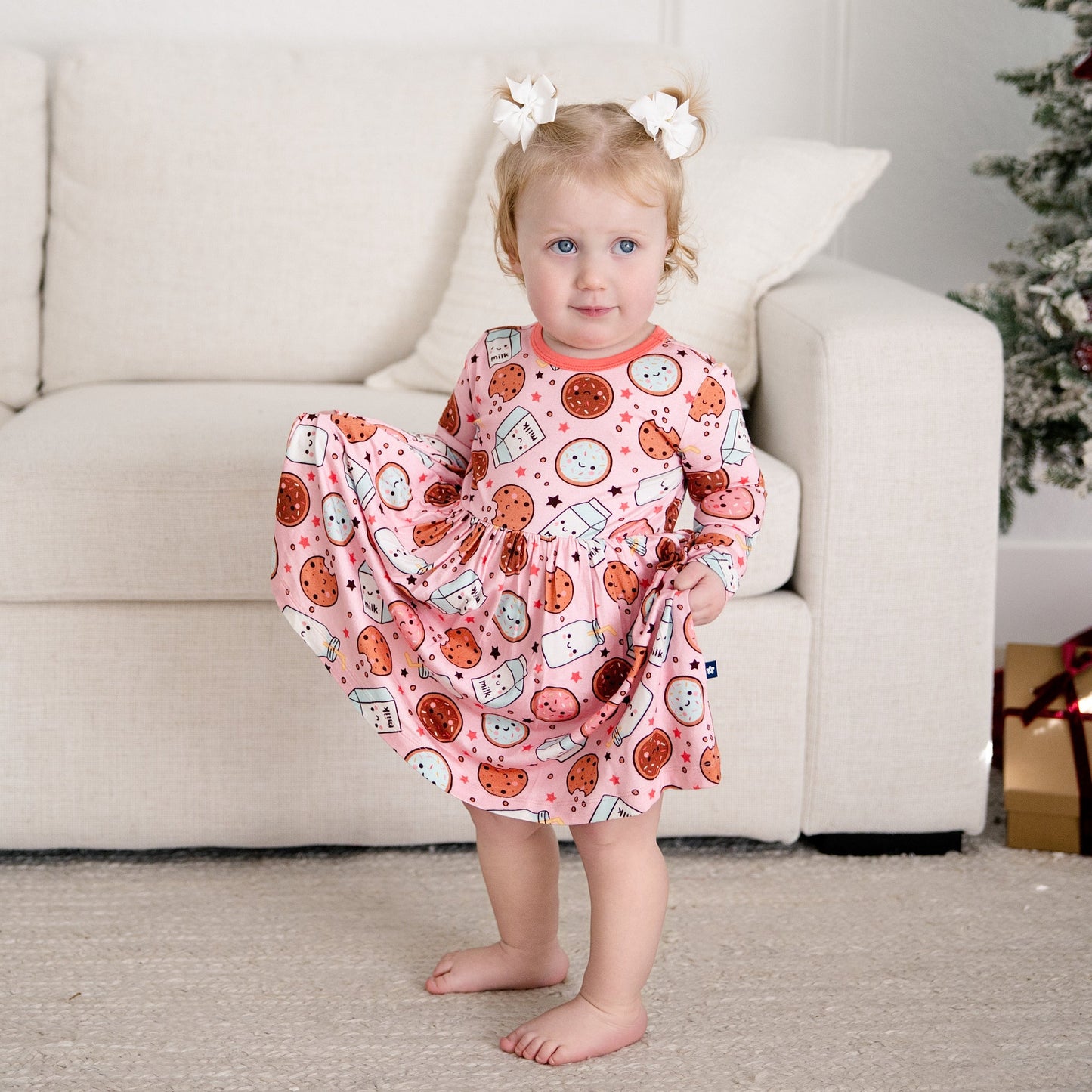 long sleeve twirly dress Clearance Kids Long Sleeve Twirly Dress in Mini Stripe Size 12