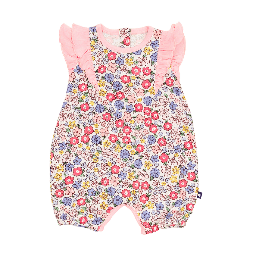 Ruffle Shorty Romper in Ditsy Delight