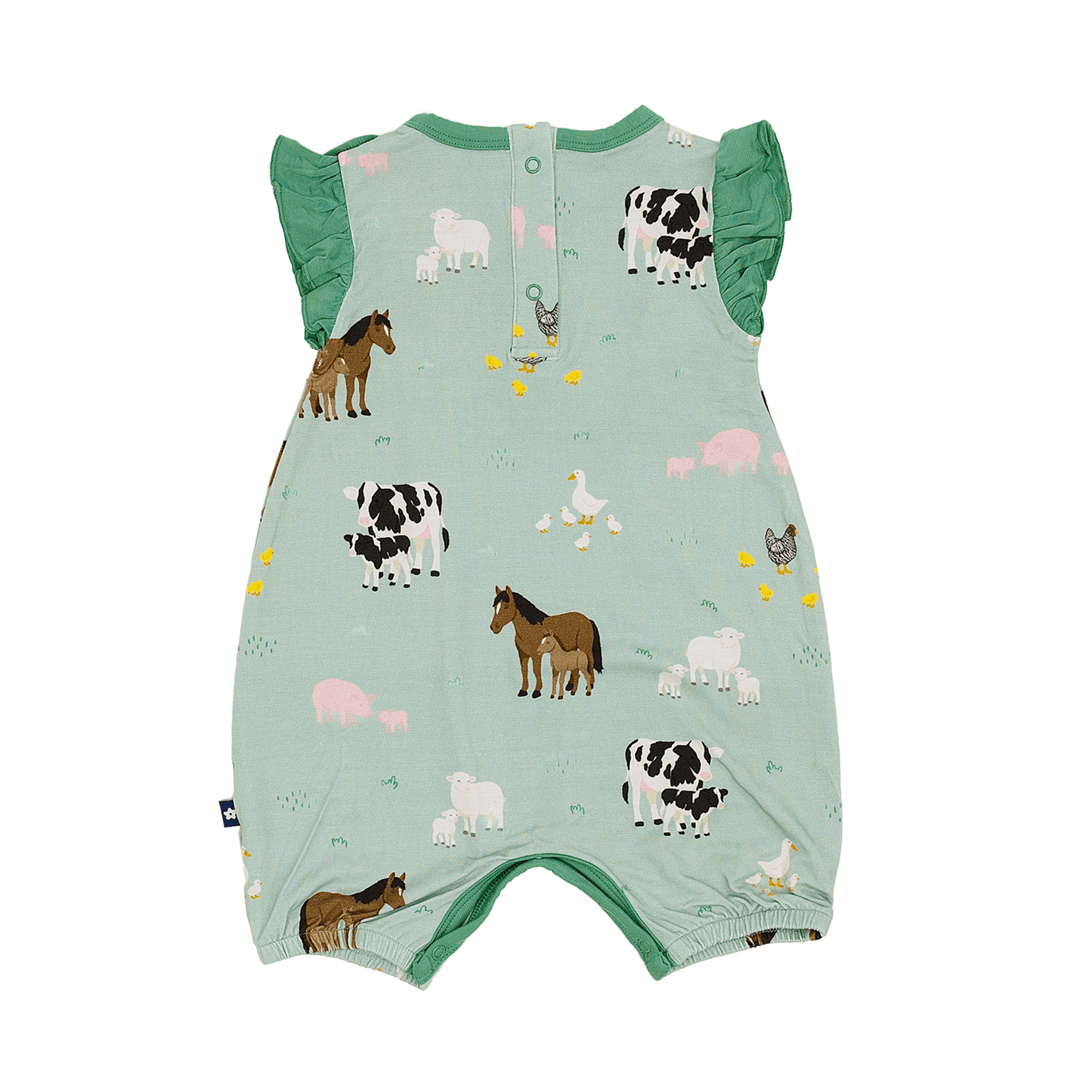 Ruffle Shorty Romper in Farm Animals