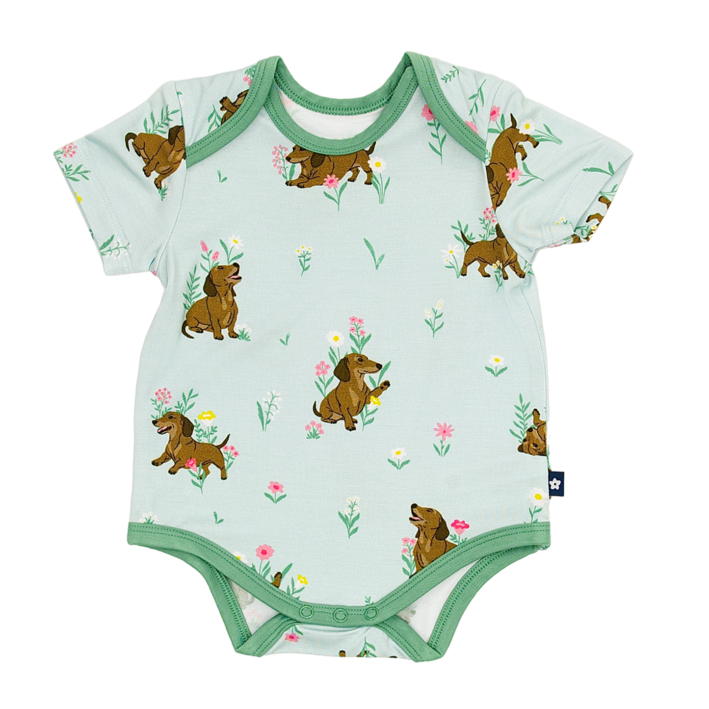 Short Sleeve Bodysuit in Dachshund Garden