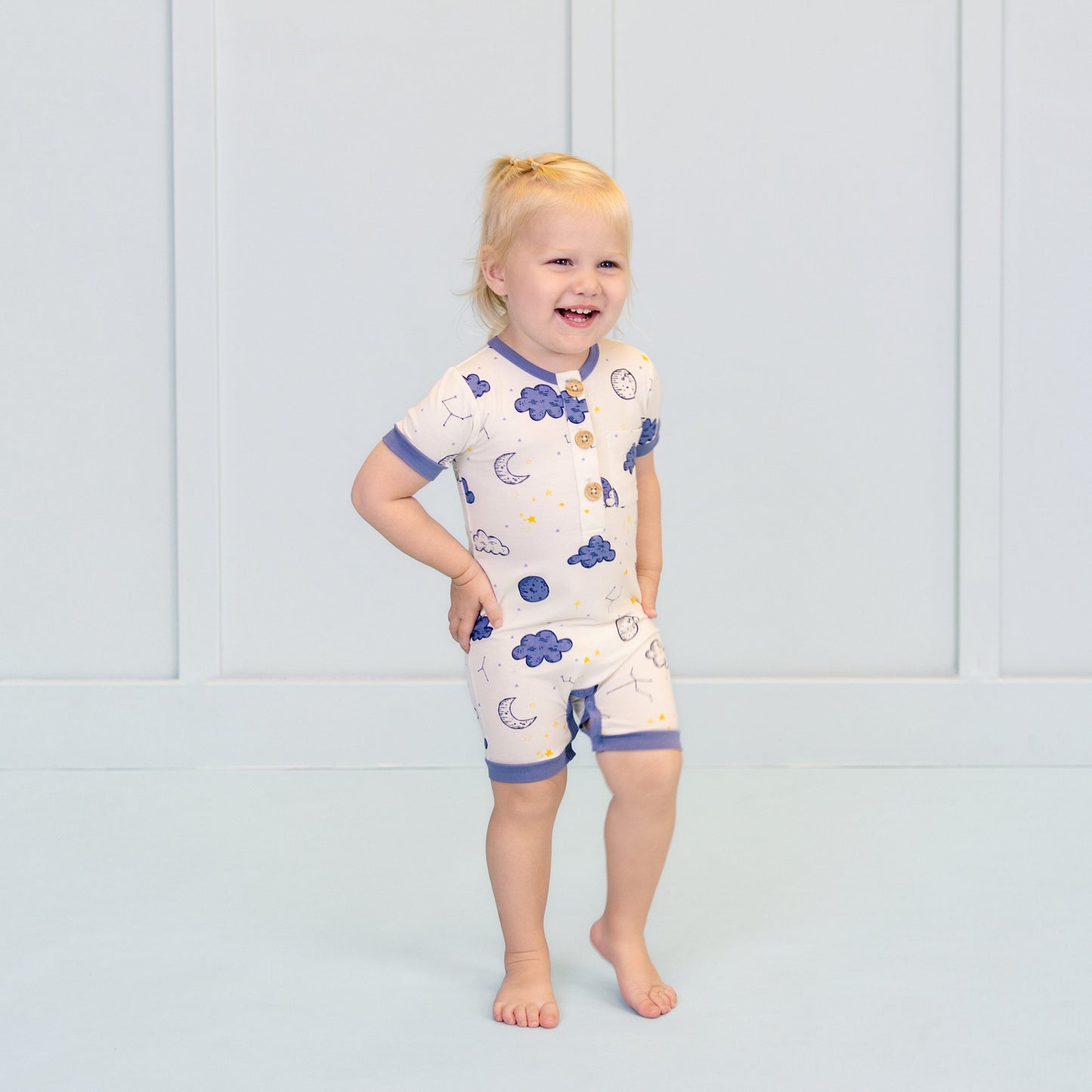 Short Romper in Dreamy Skies