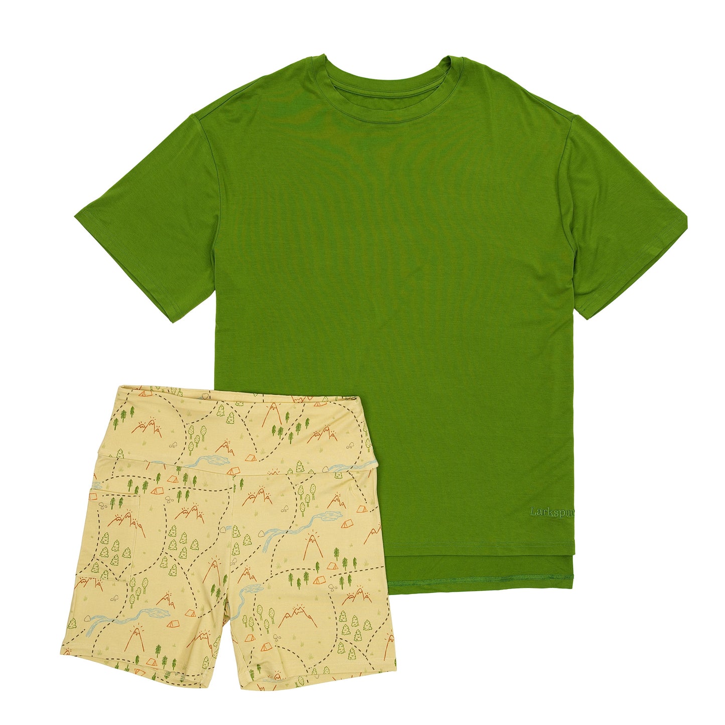 Women's Biker Short Set in Trail Map Doodles
