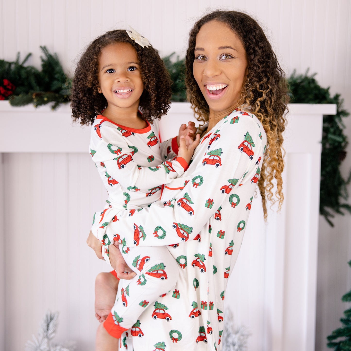 Women's Long Pajama Set in Jingle Cars