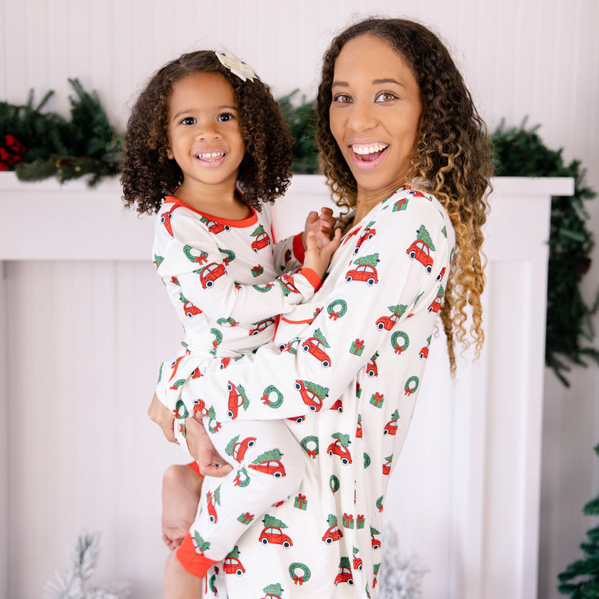 Women's Long Pajama Set in Jingle Cars