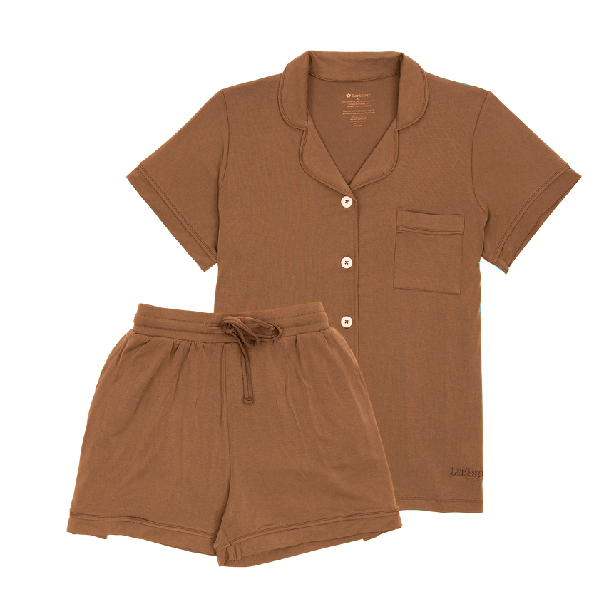 Women's Short Pajama Set in Milk Chocolate