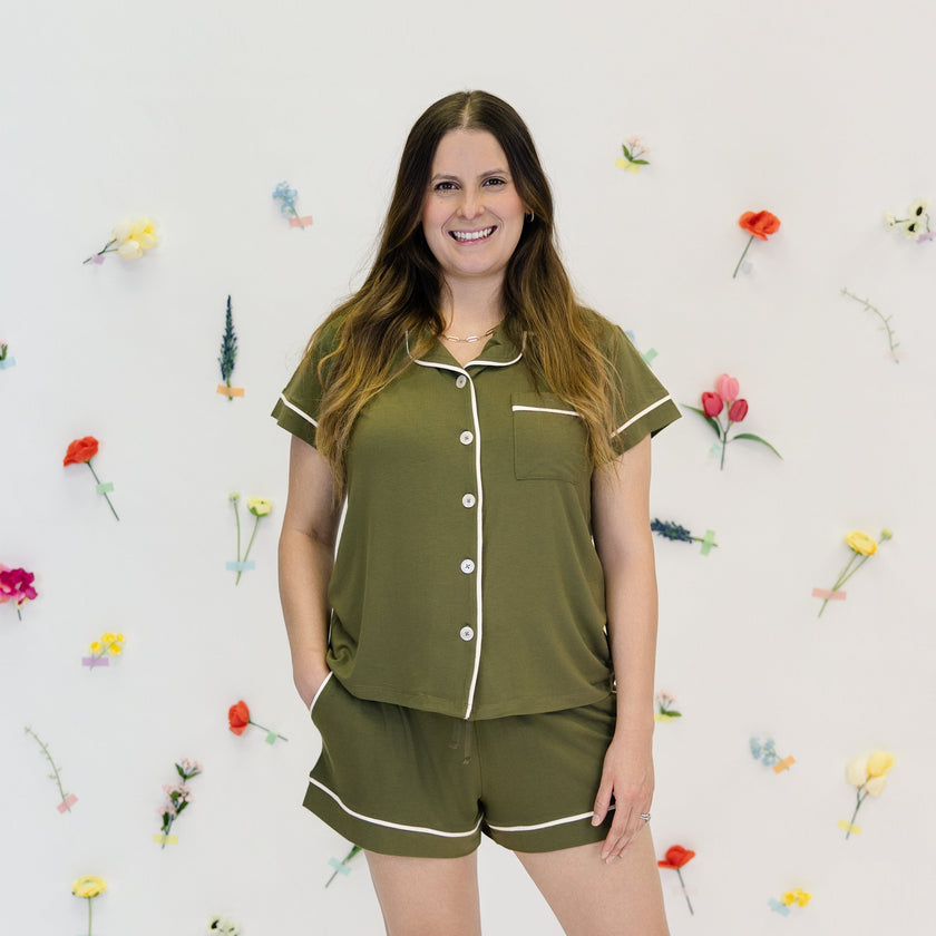 Women's Short Pajama Set in Olive