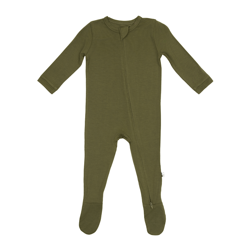 Zip Footie in Olive