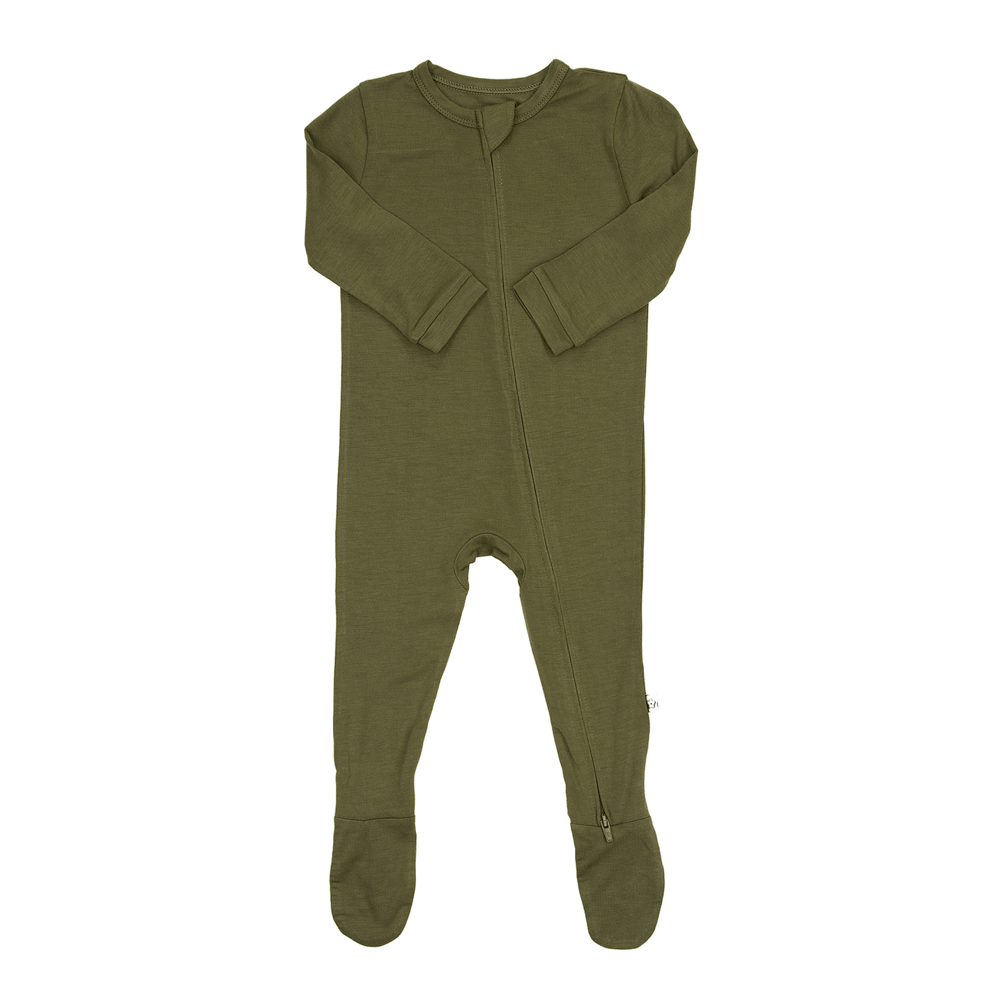 Zip Footie in Olive