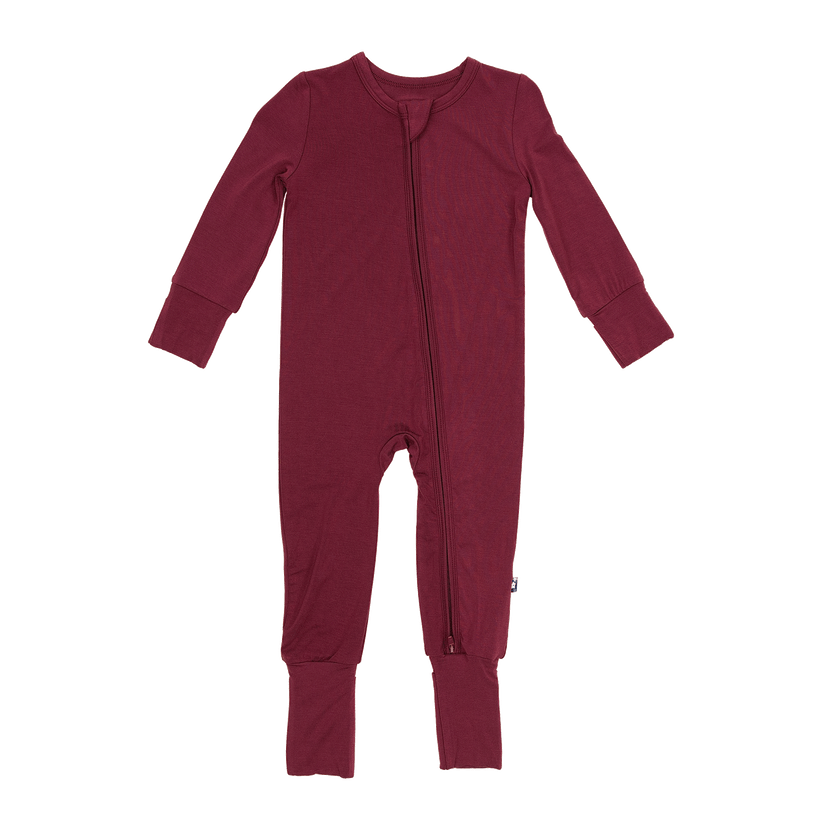 Convertible Footed Romper in Burgundy