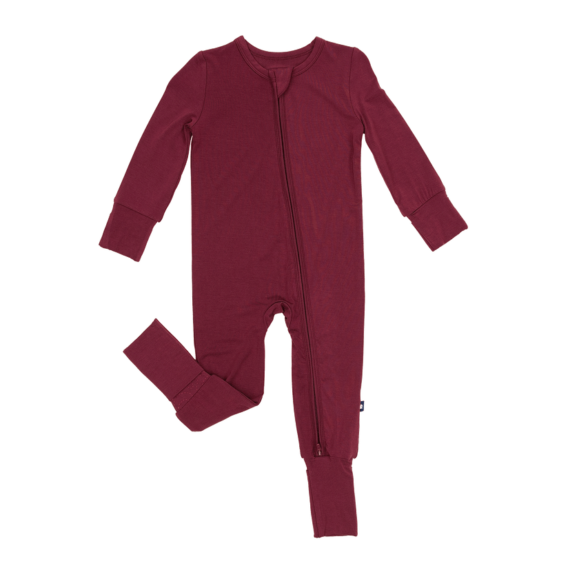 Convertible Footed Romper in Burgundy
