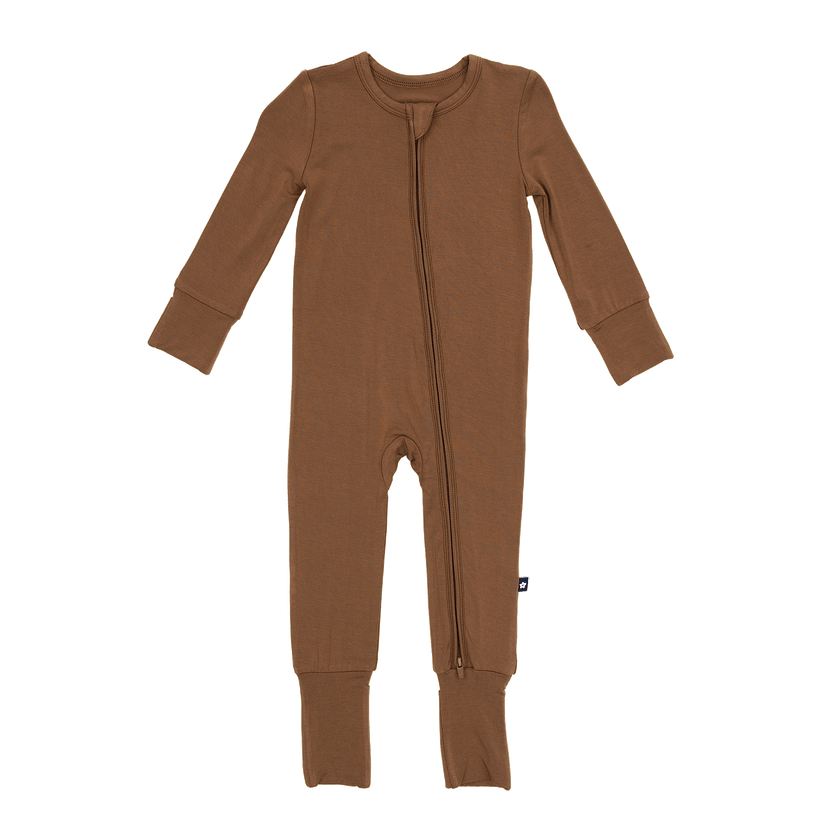 Convertible Footed Romper in Milk Chocolate
