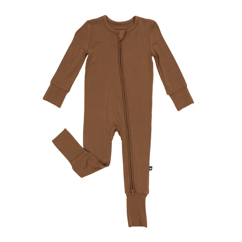 Convertible Footed Romper in Milk Chocolate