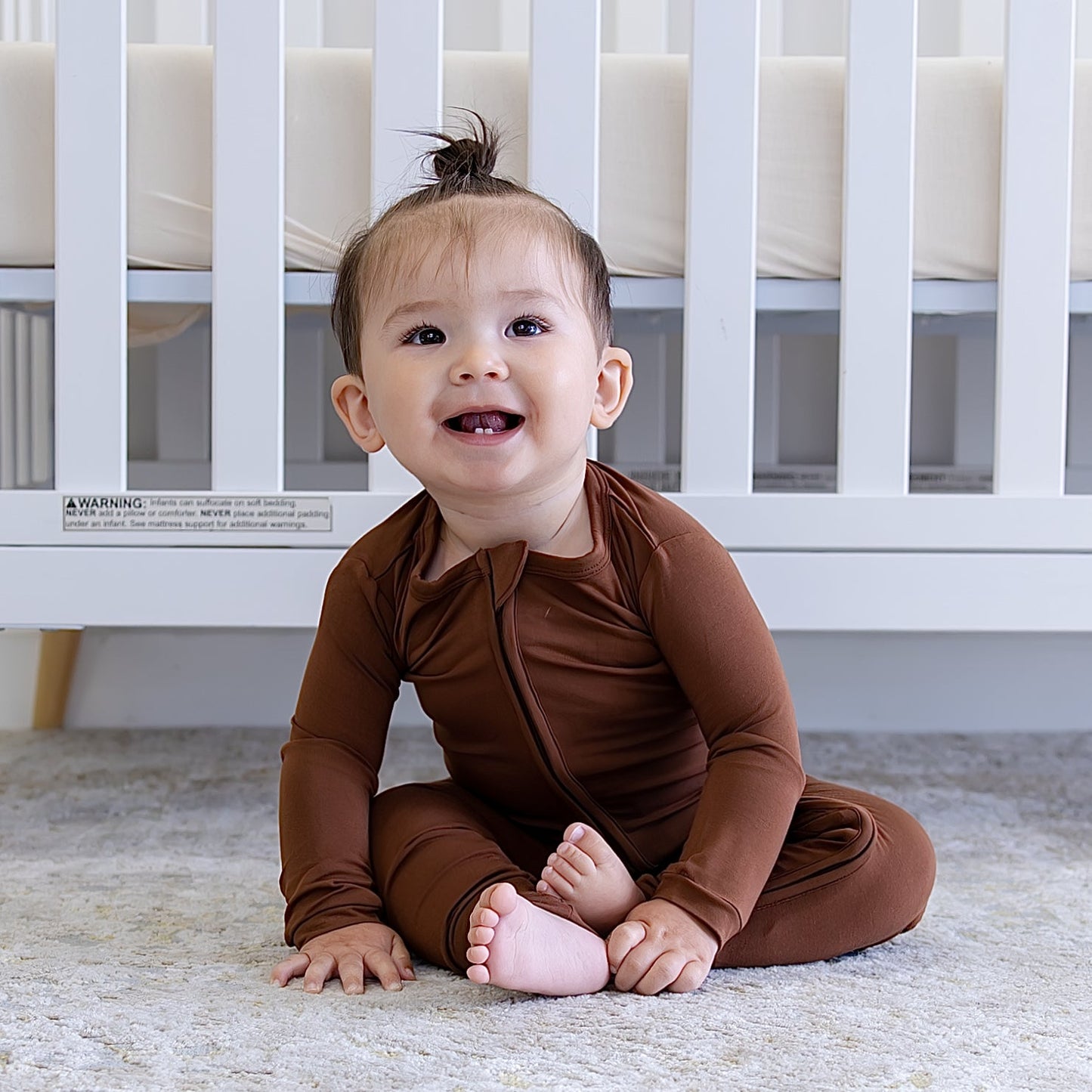 Toddler Zip Romper in Dark Brown - Bumbunny Baby
