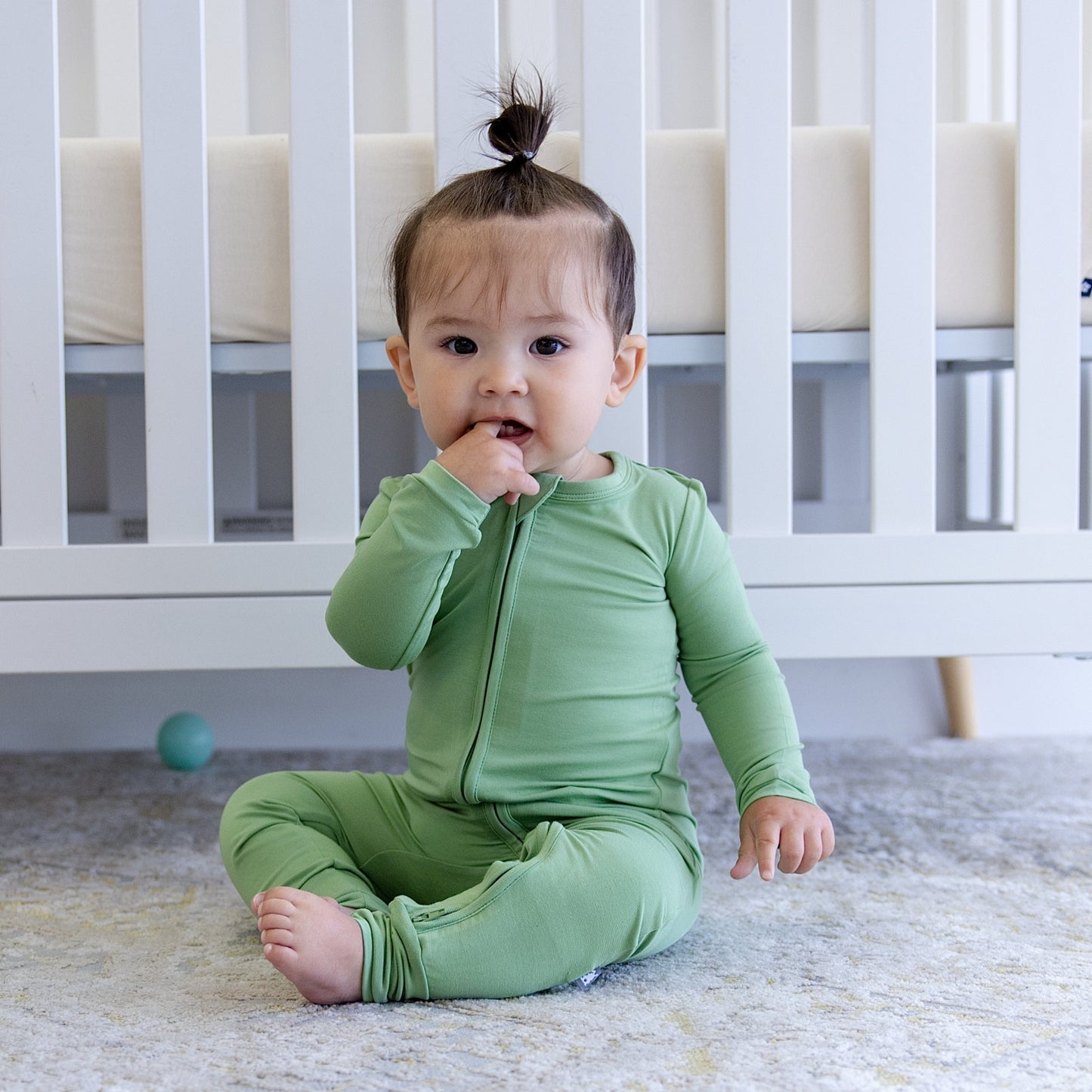 Toddler Zip Romper in Leaf Green - Bumbunny Baby
