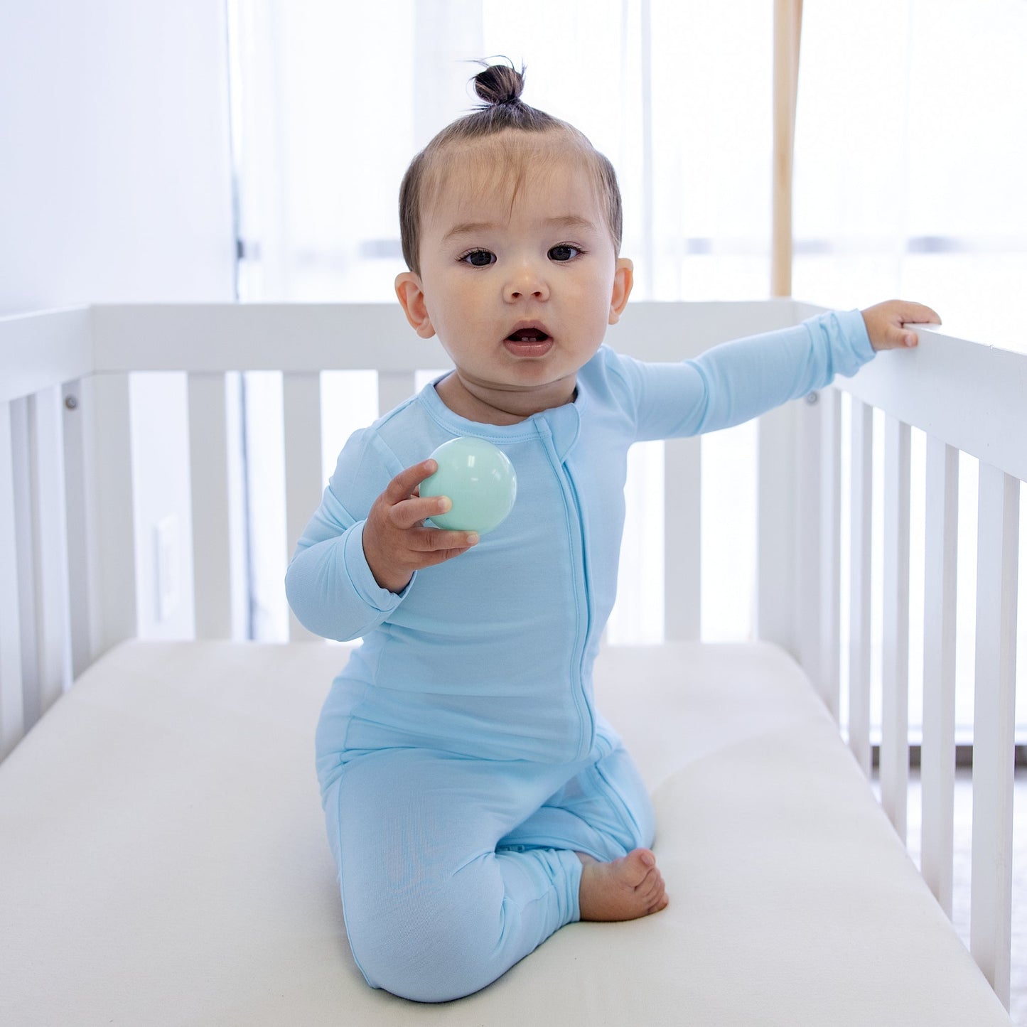 Toddler Zip Romper in Sky Blue - Bumbunny Baby