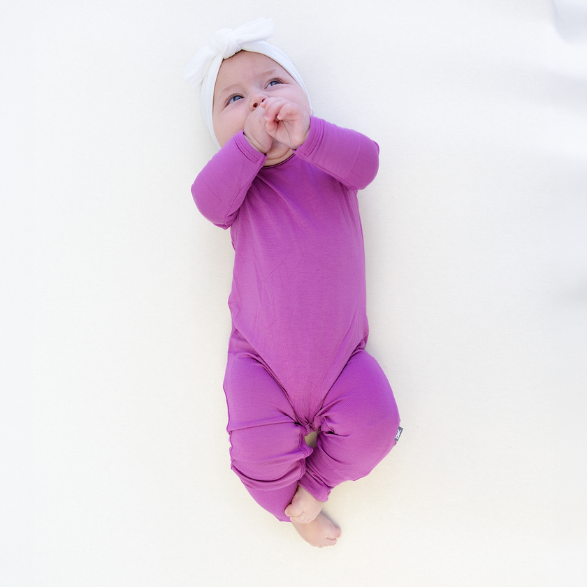 Infant Romper in Deep Mauve