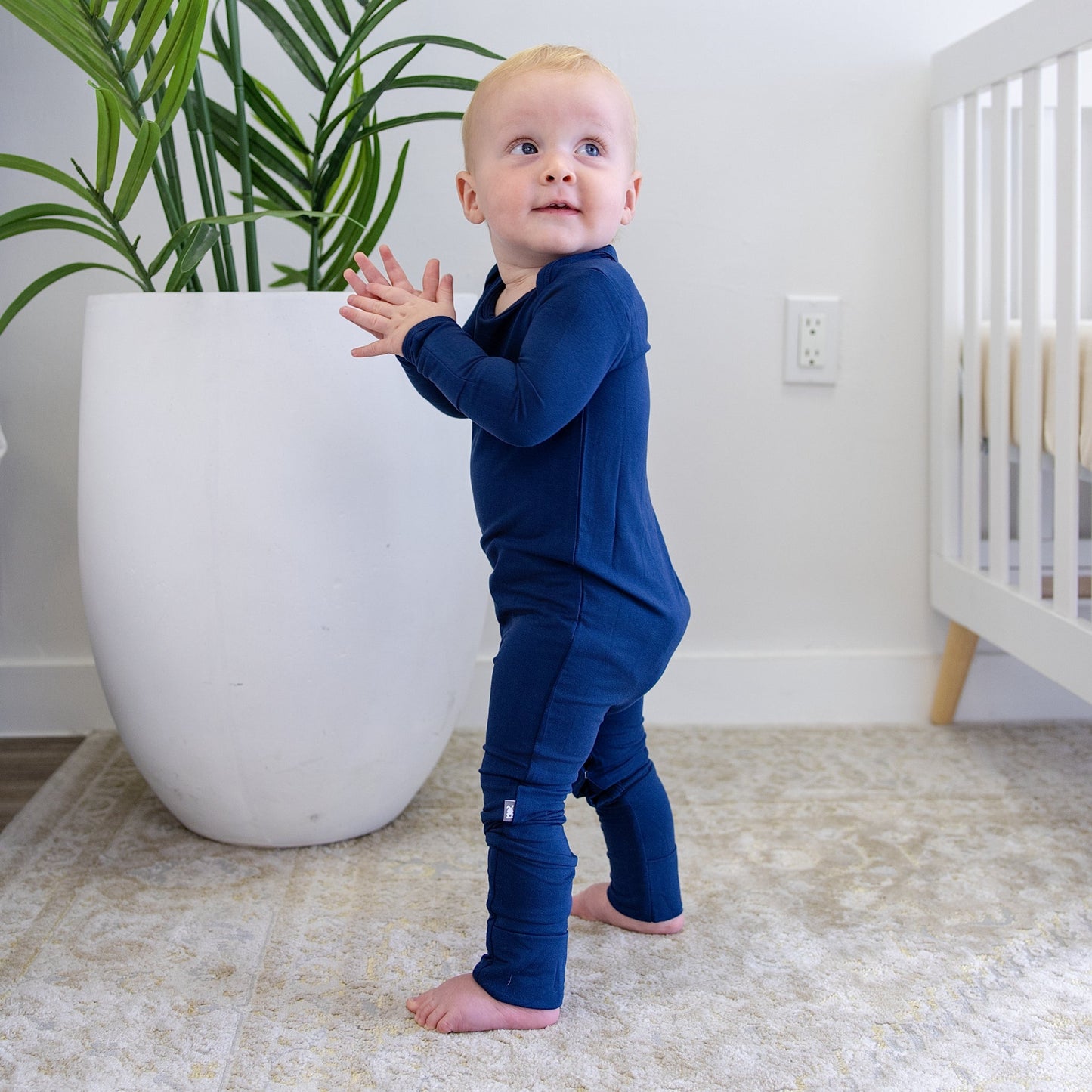 Infant Romper in Navy - Bumbunny Baby