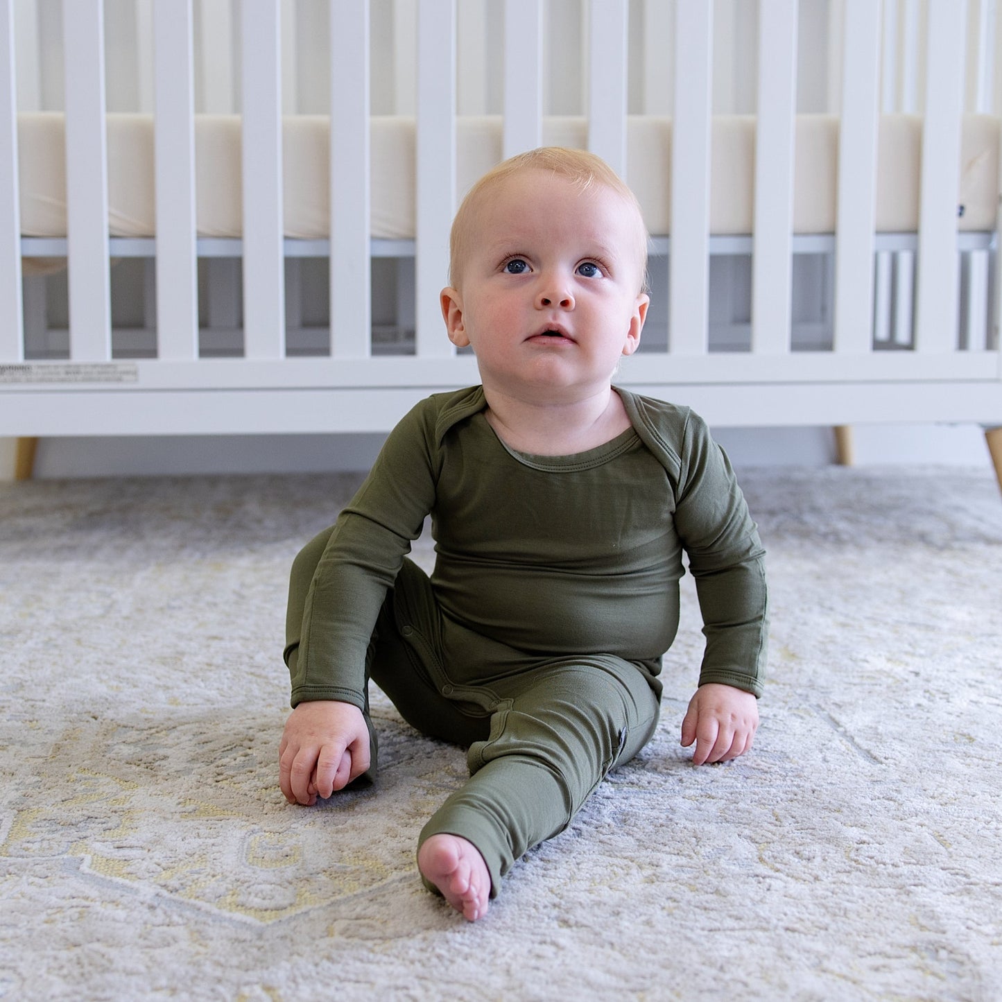 Infant Romper in Olive Green - Bumbunny Baby