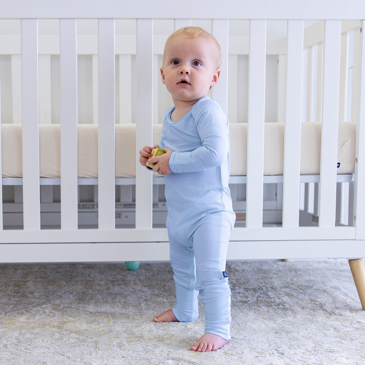 Infant Romper in Sky Blue - Bumbunny Baby