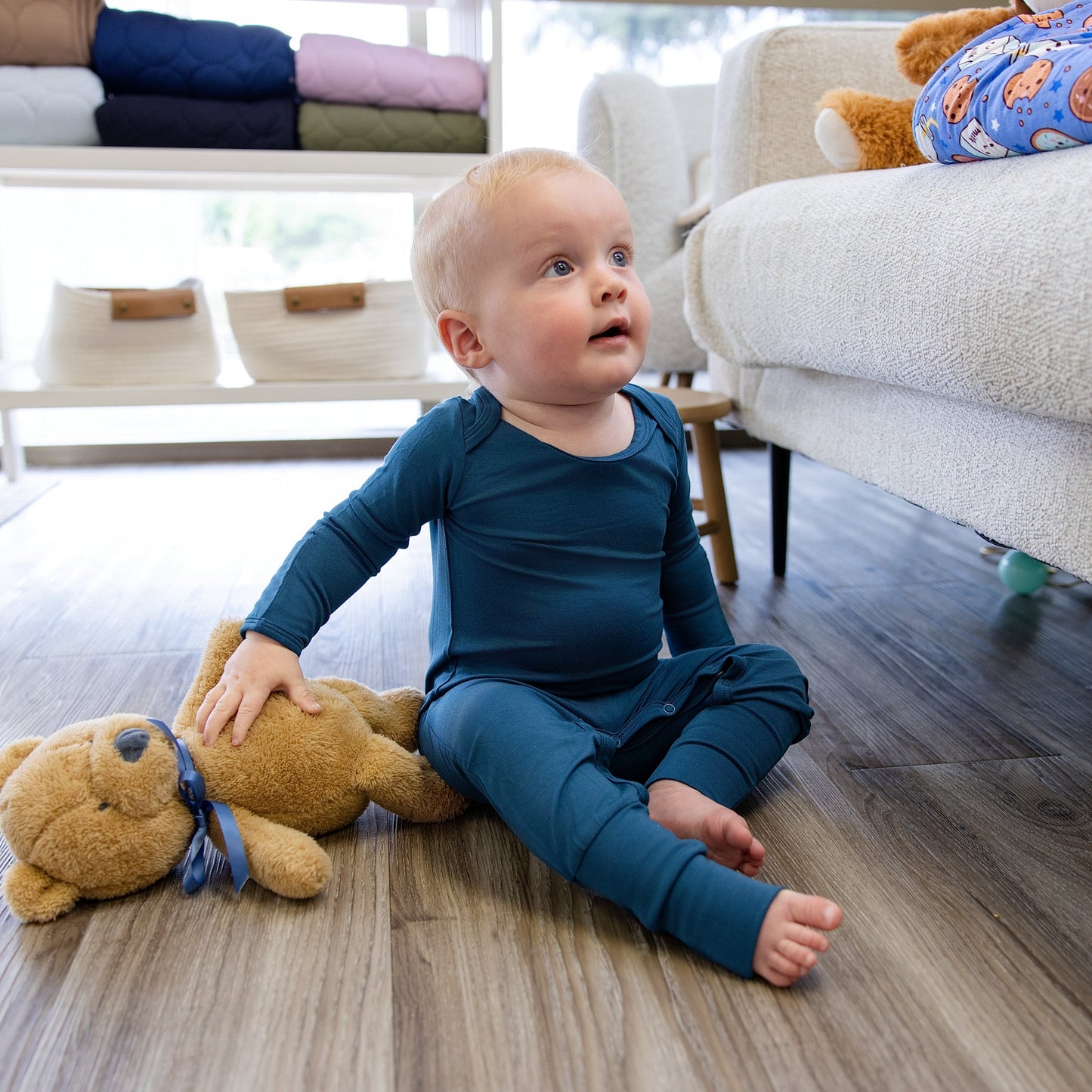Infant Romper in Teal - Bumbunny Baby