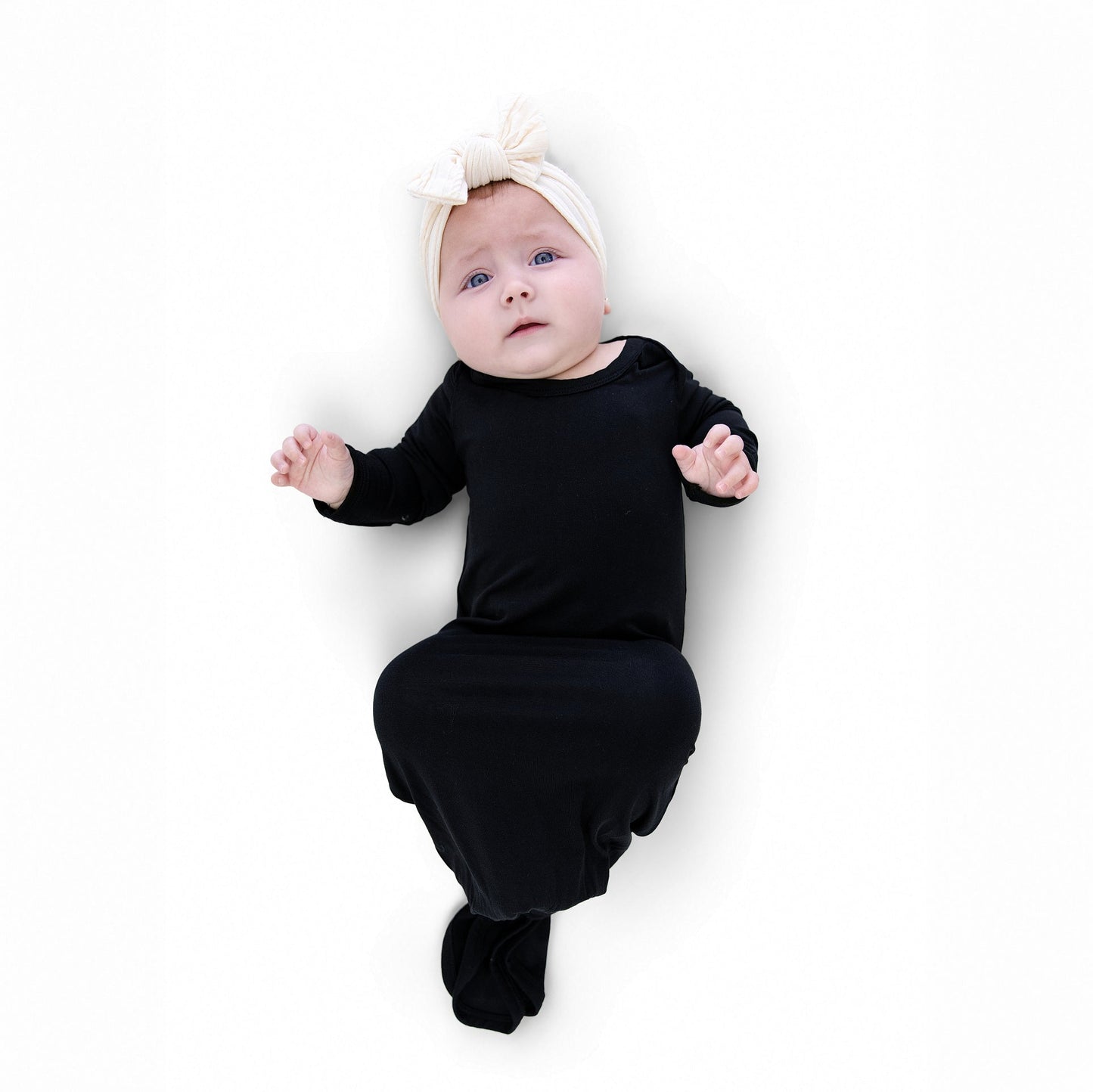 Knotted Gown in Black - Bumbunny Baby