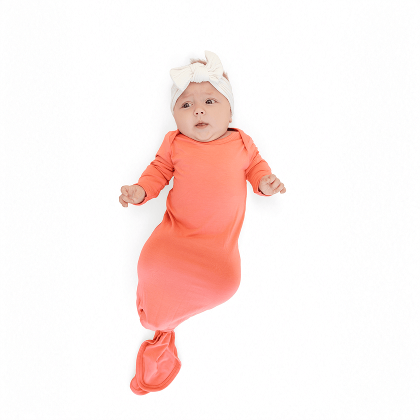 Knotted Gown in Coral - Bumbunny Baby