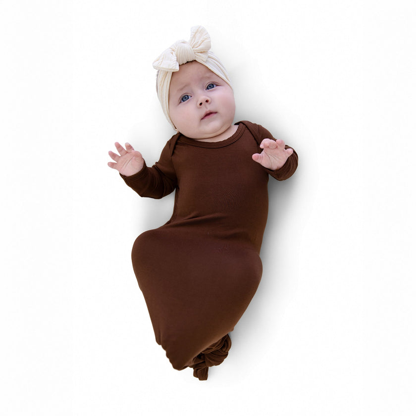 Knotted Gown in Dark Brown - Bumbunny Baby