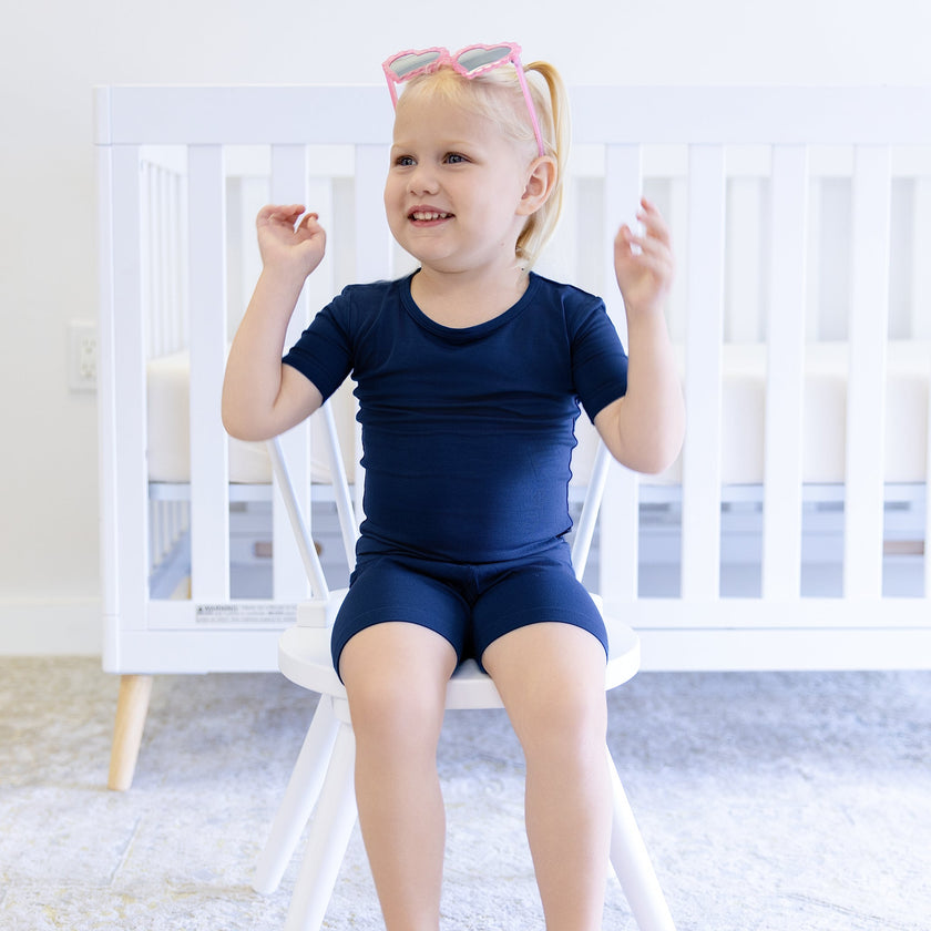 Short PJ Set in Navy - Bumbunny Baby