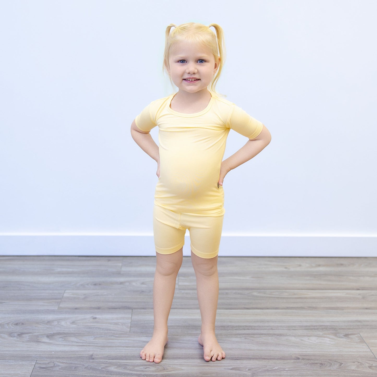Short PJ Set in Pale Yellow - Bumbunny Baby