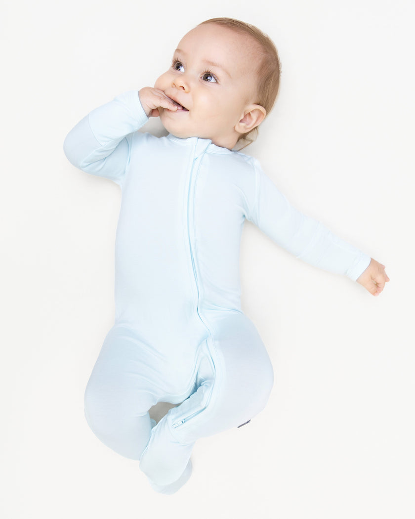 Zip Footie in Aqua - Bumbunny Baby
