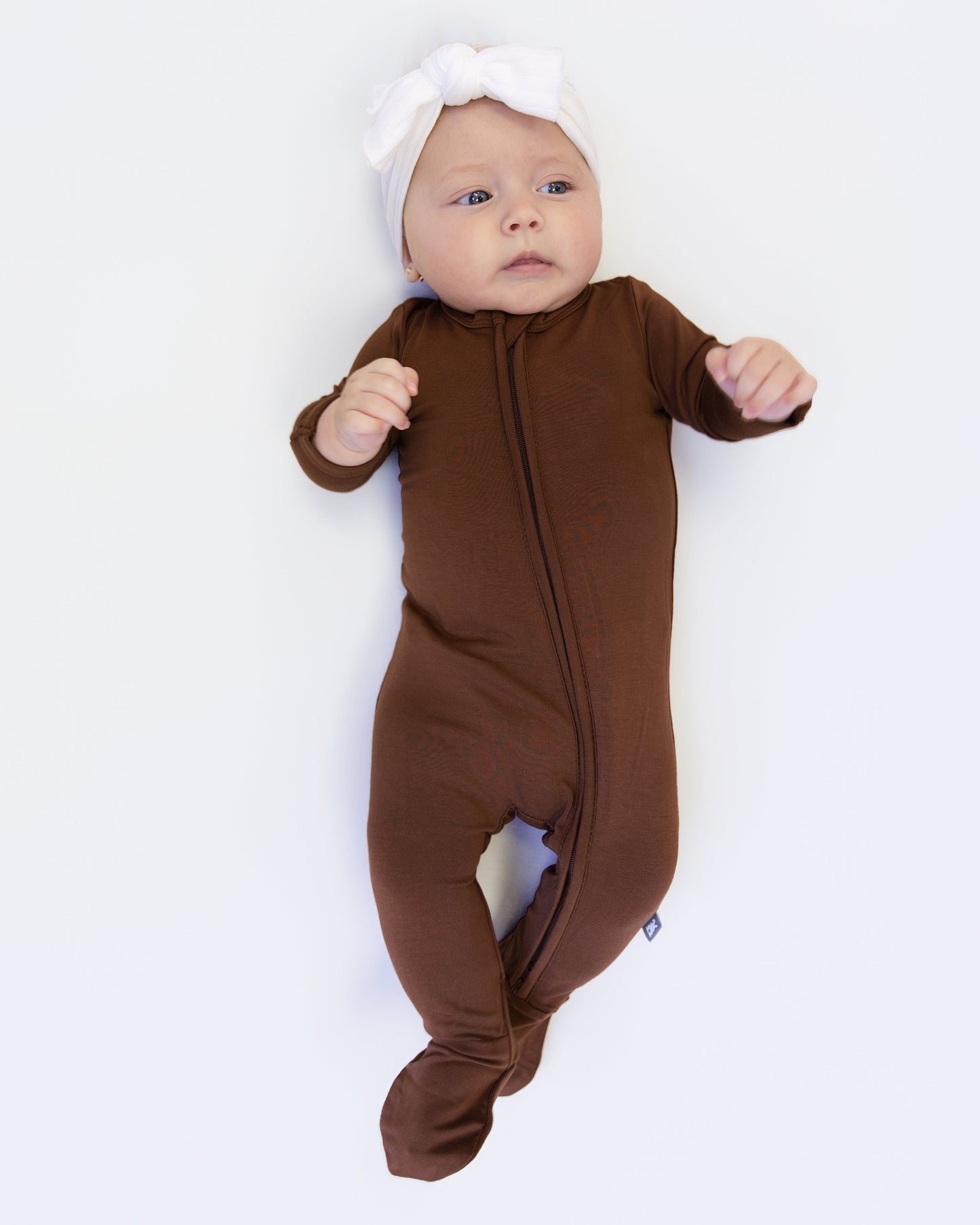 Zip Footie in Dark Brown - Bumbunny Baby