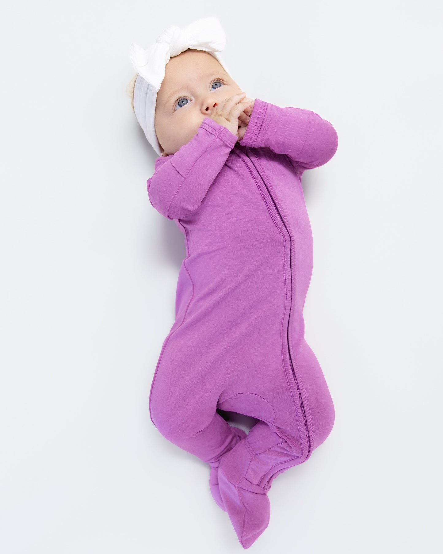 Zip Footie in Deep Mauve - Bumbunny Baby