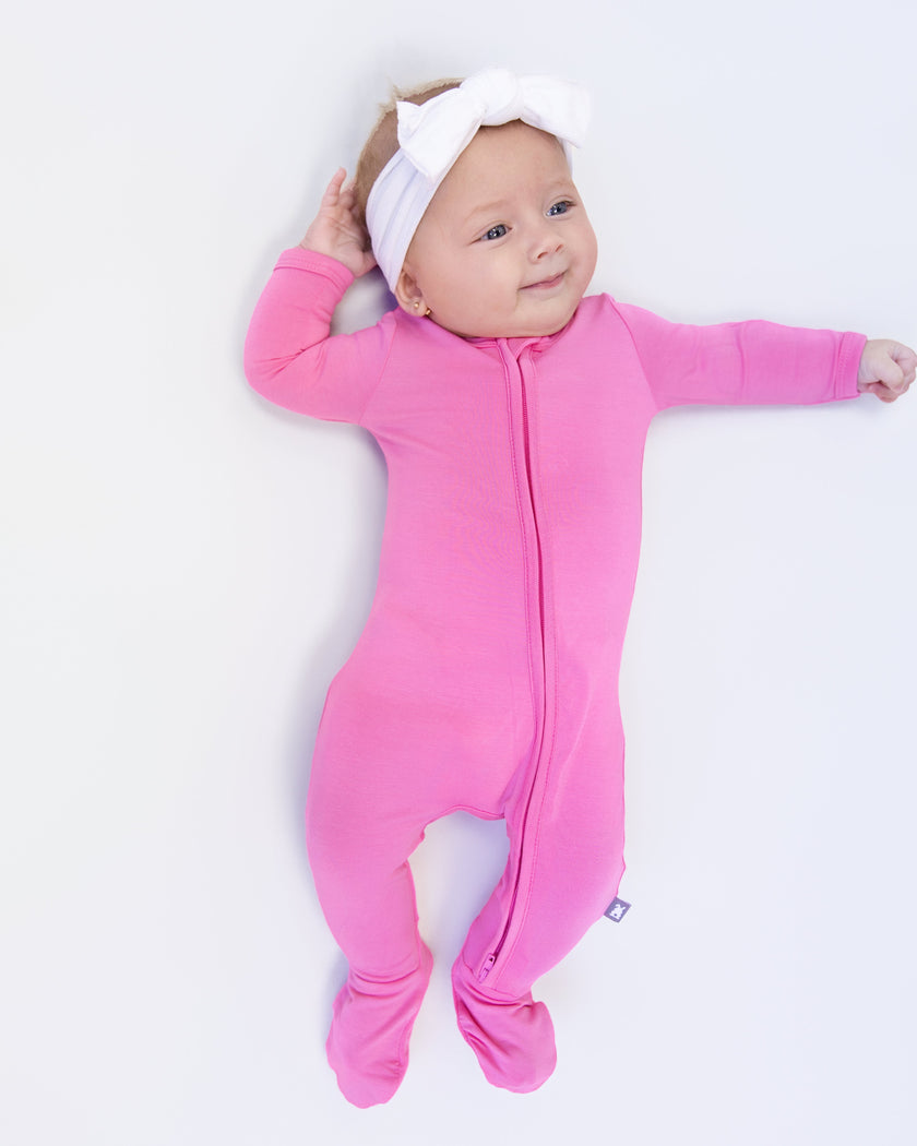 Zip Footie in Rose - Bumbunny Baby