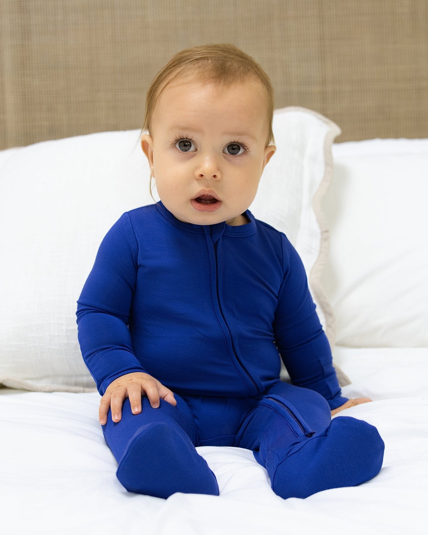 Zip Footie in Royal Blue - Bumbunny Baby