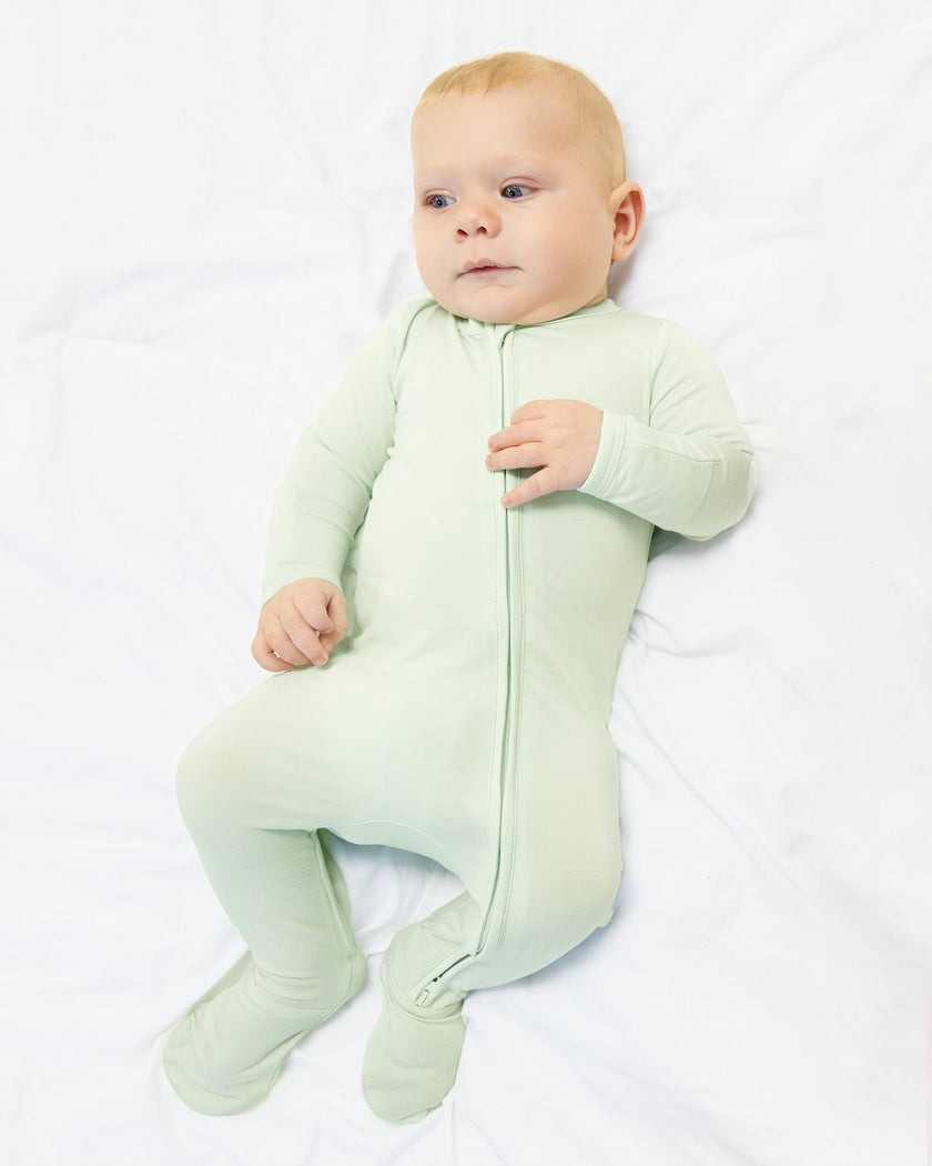 Zip Footie in Soft Mint - Bumbunny Baby