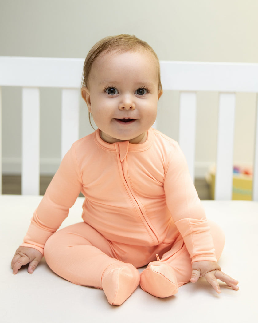 Zip Footie in Soft Peach - Bumbunny Baby