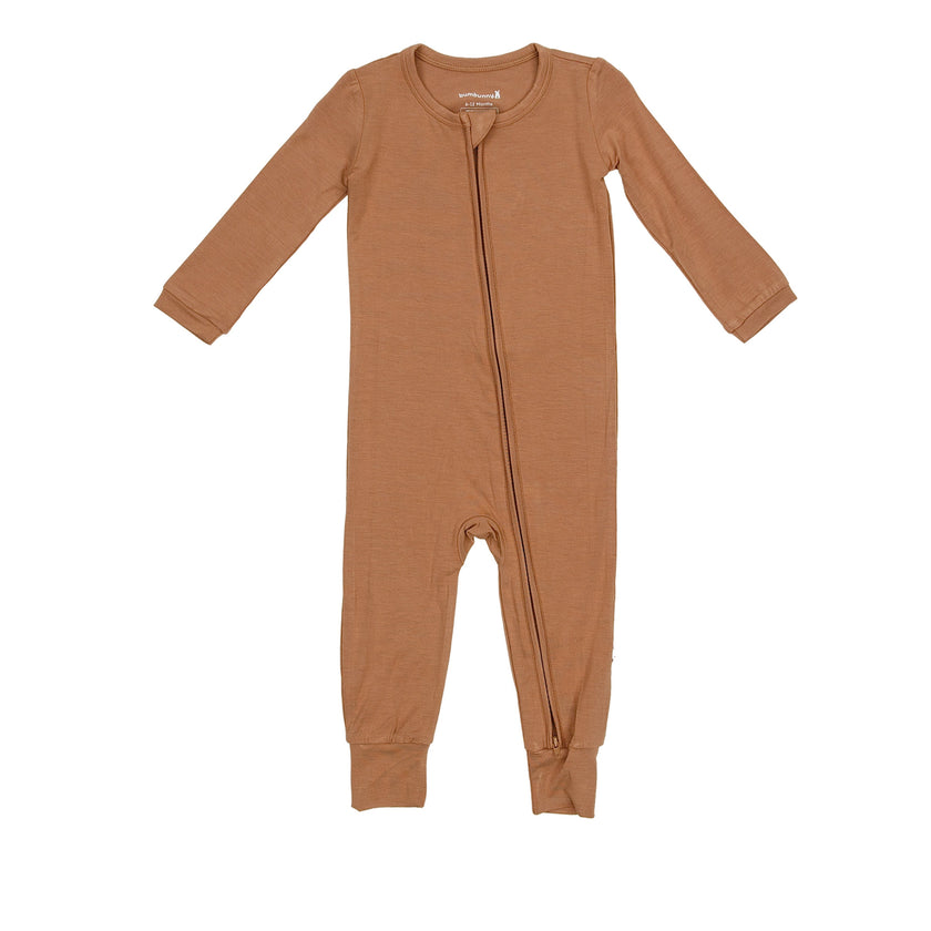 Toddler Zip Romper in Warm Tan