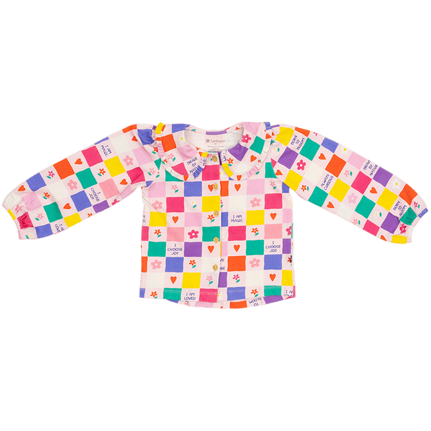 Collared Button Up Shirt in Positive Badges